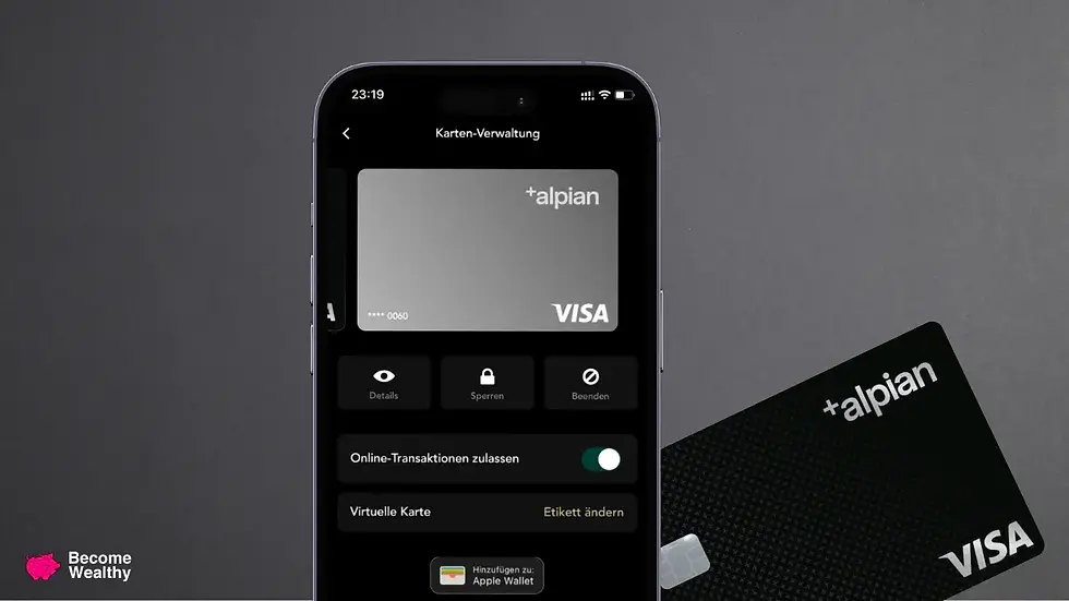 Alpian Visa Debitkarte, Metallkarte und virtuelle Karte