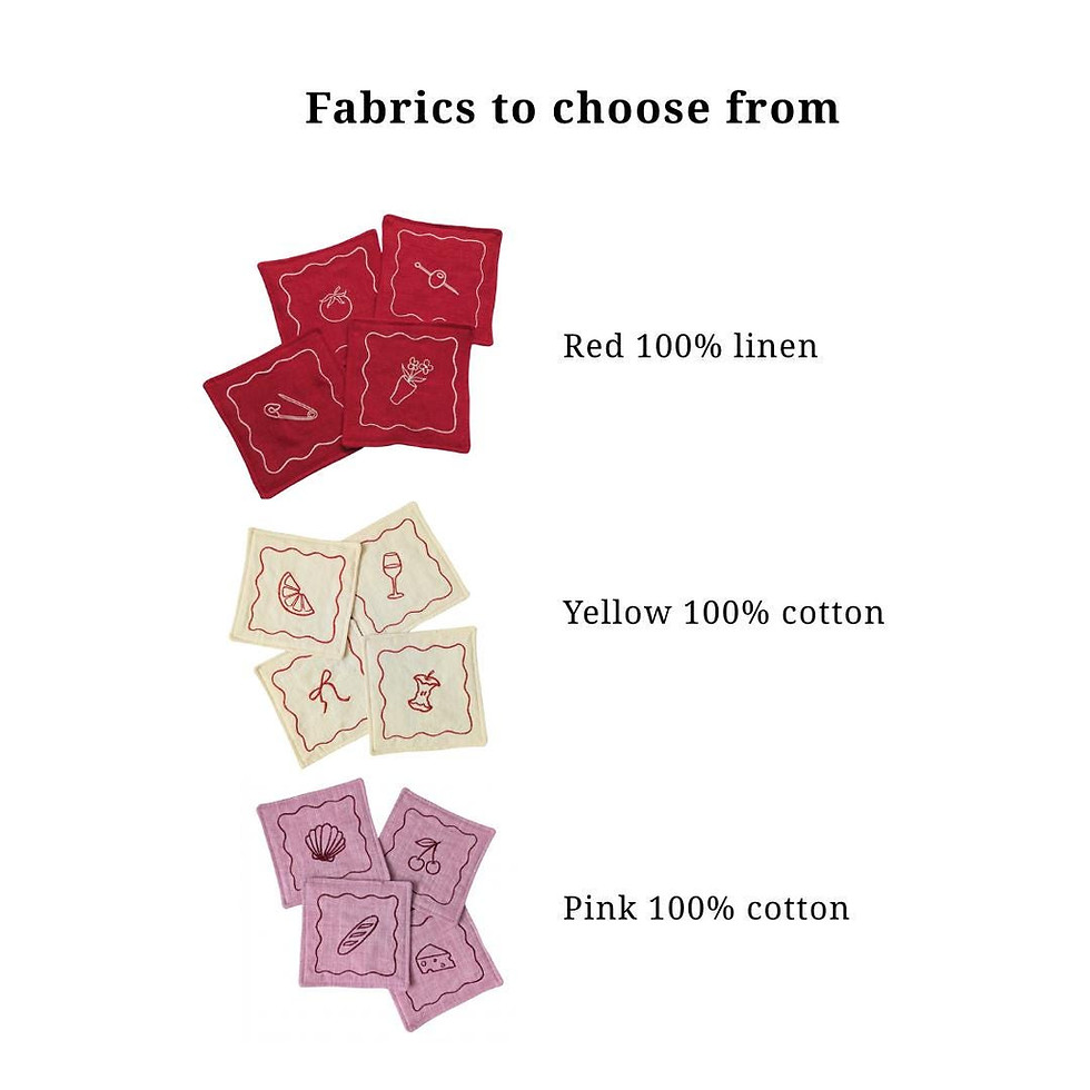 Miniature : Embroidered Reusable Cotton Linen Cocktail Napkins - Personalized Hostess Gift