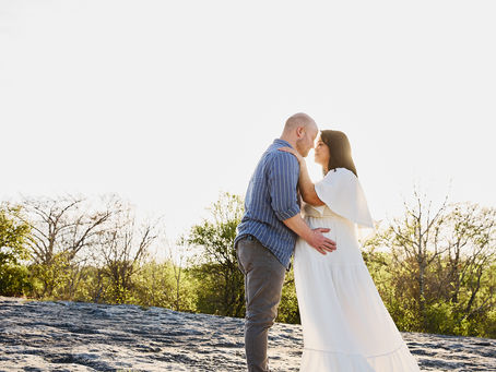 Austin maternity photographer couple at McKinney Falls State Park golden hour