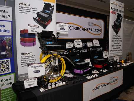 A booth table with tech equipment