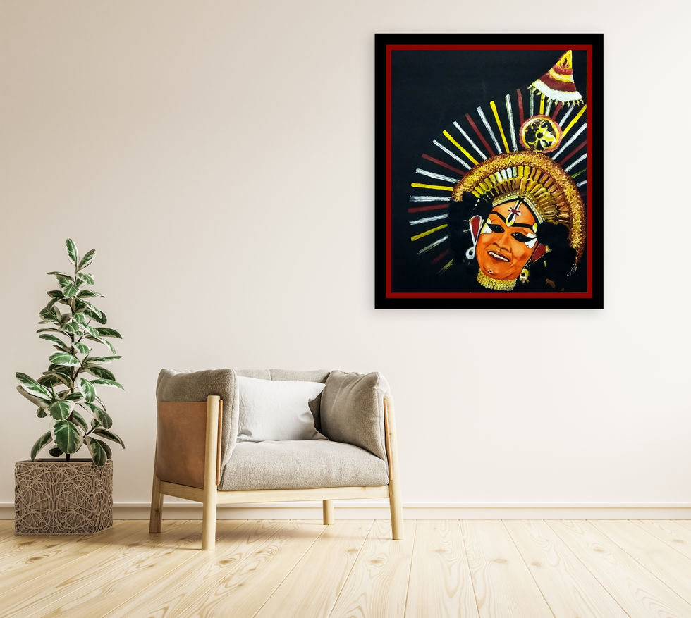 Yakshagana - Acrylic on Paper board - 20x30 - Wood Frame