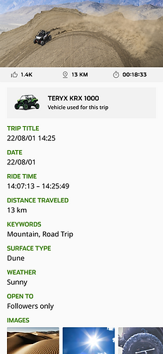 SxS Mobile App Trip Details prototype screen