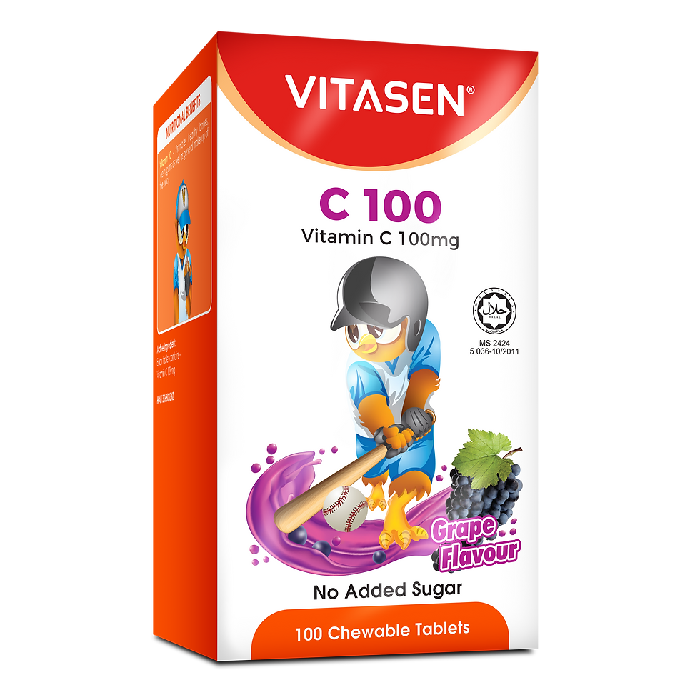 VITASEN C 100 Chewable Tablet (Grape flavour) - 100's Box (Right)(H) v1