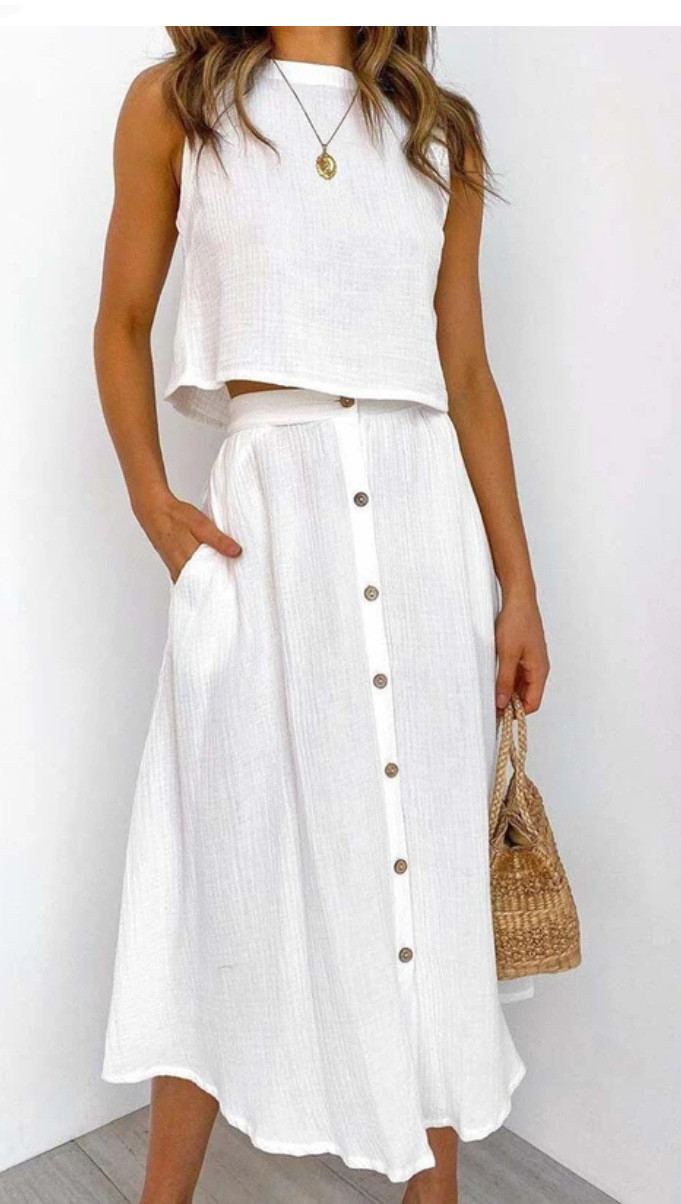 Miniatura: Solid Color Vest & Skirt Set