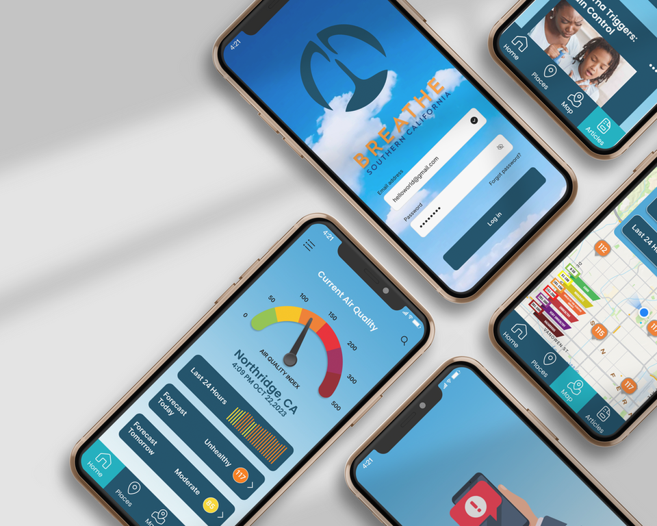 We aimed to bring Breathe SoCal's vision of an application to help users learn about current air quality and managing life with asthma by focusing on user-friendly design and accessibility.