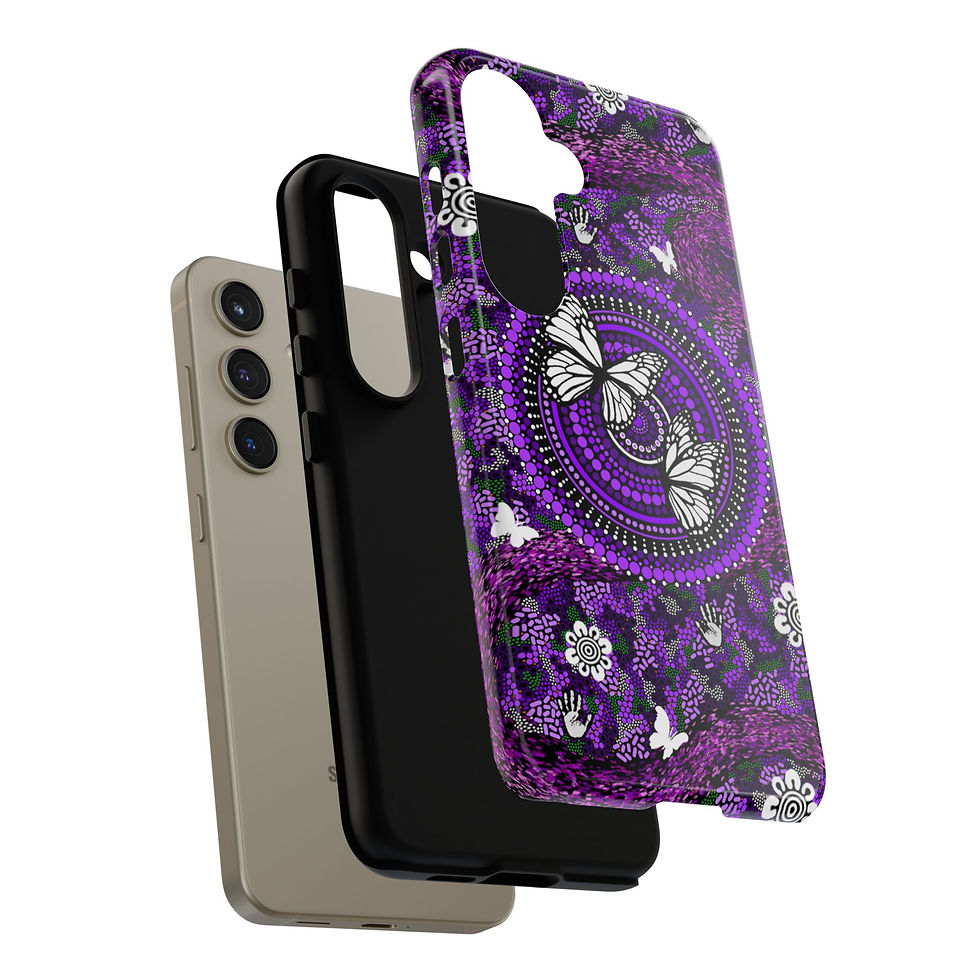 Thumbnail: Aboriginal Art Phone Case, purple design with white butterflies