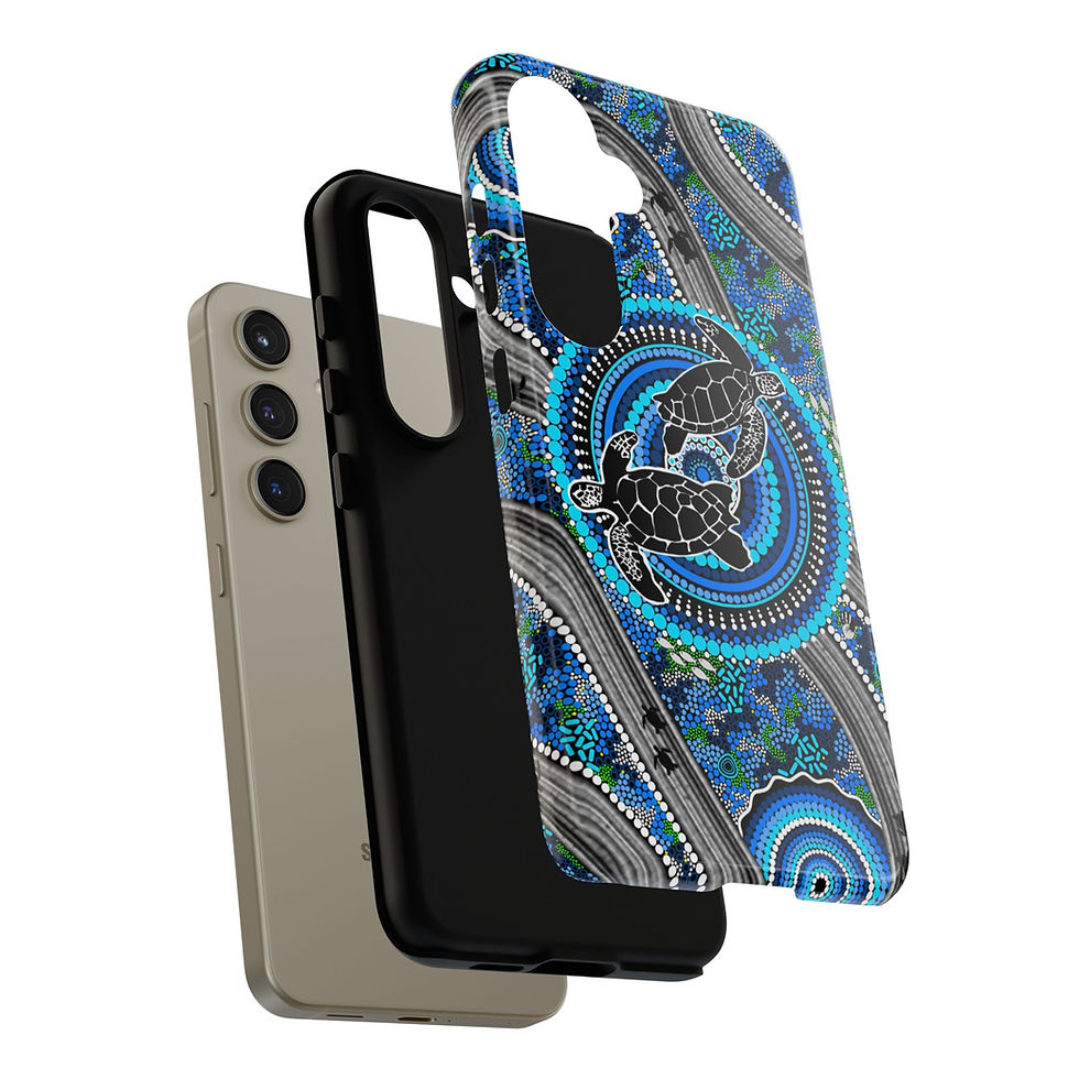 Thumbnail: Aboriginal Art Phone Case with two sea turtles, blue dot pattern