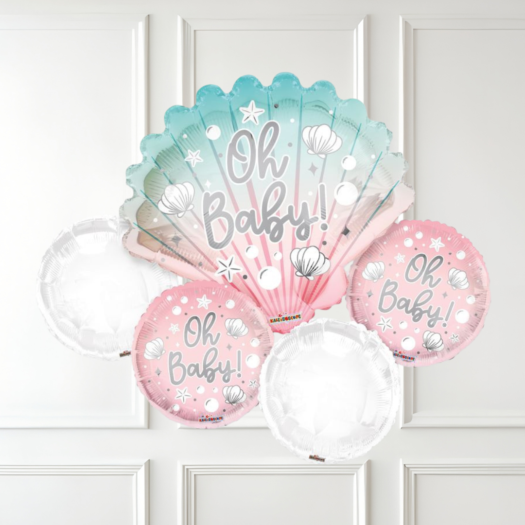 Baby Girl 'OH BABY' Bouquet 5 Balloons