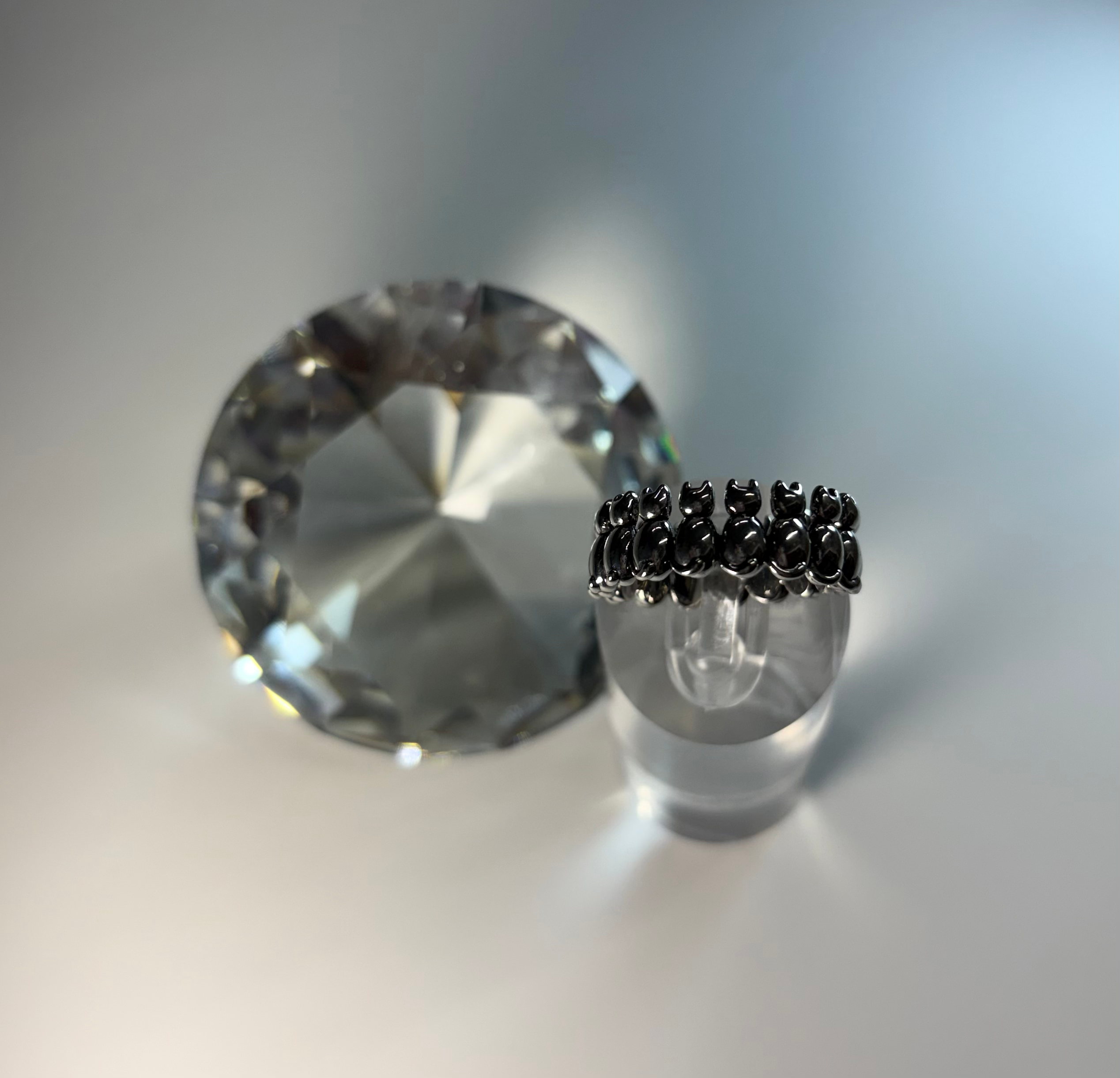 Multi sterling silver cat ring (115)