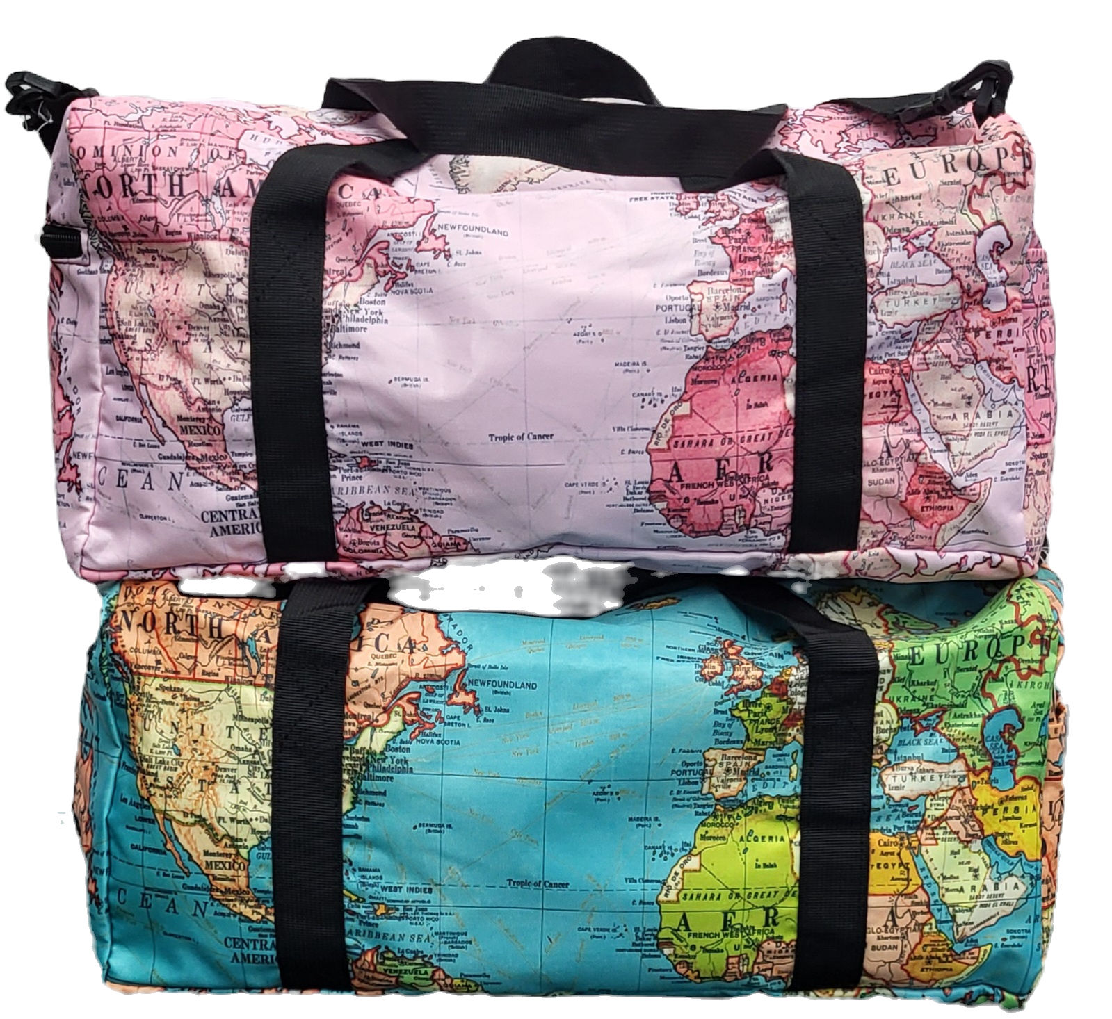 Multicolored World Map Duffel Bag