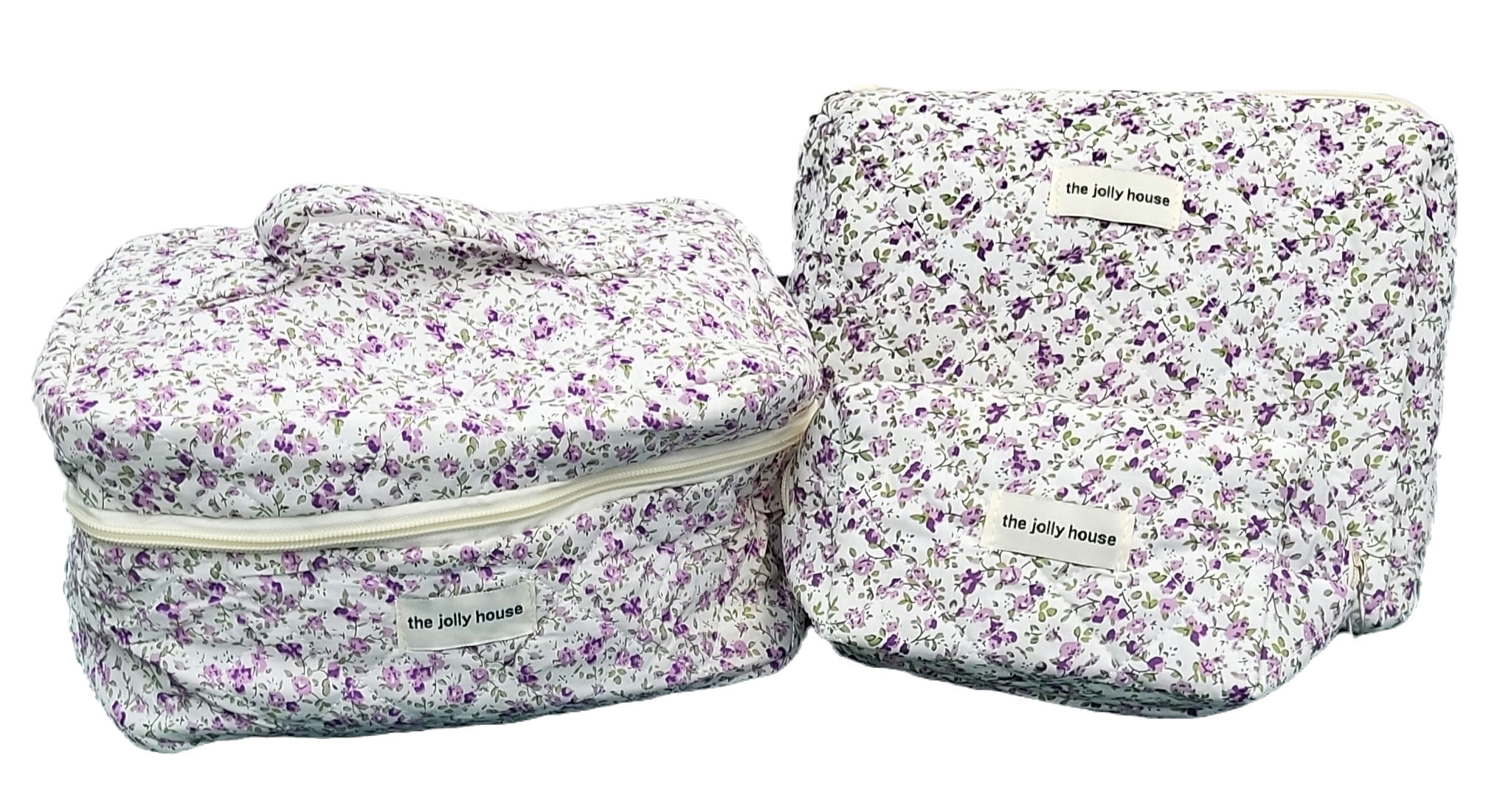 3 pc. Makeup Bag Set- Purple Flowers
