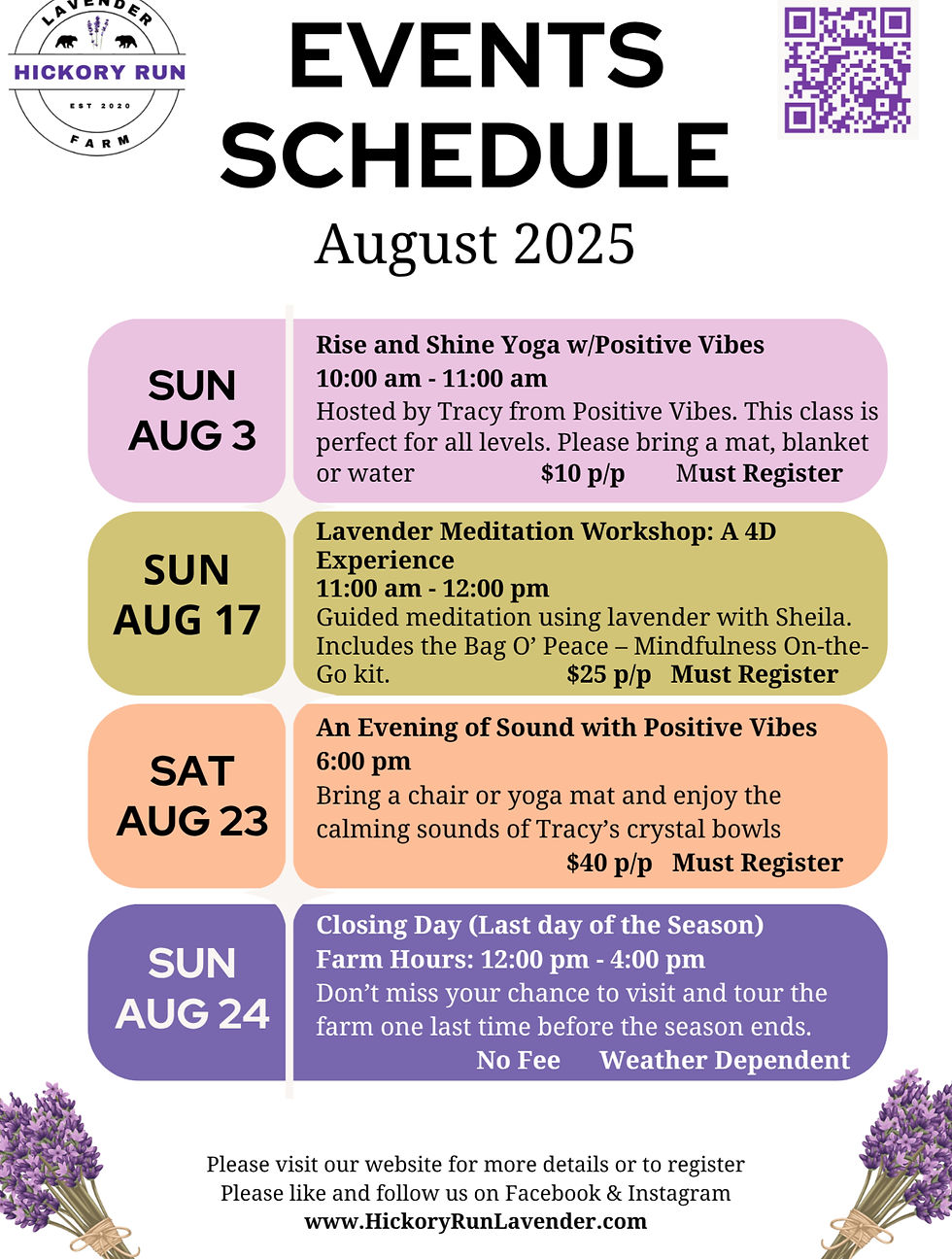 August Events on the Farm