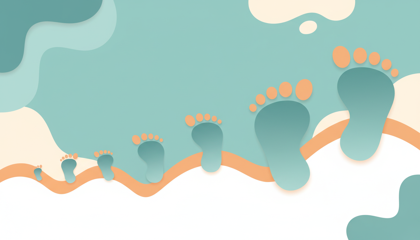 Children footprints showing growth progression