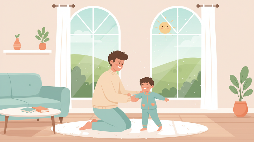 Parent helping a child practice heel-toe walking exercises for toe walking correction