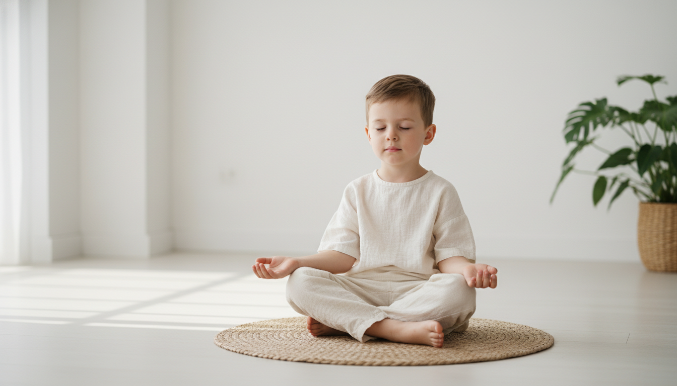 Child doing calm breathing exercise