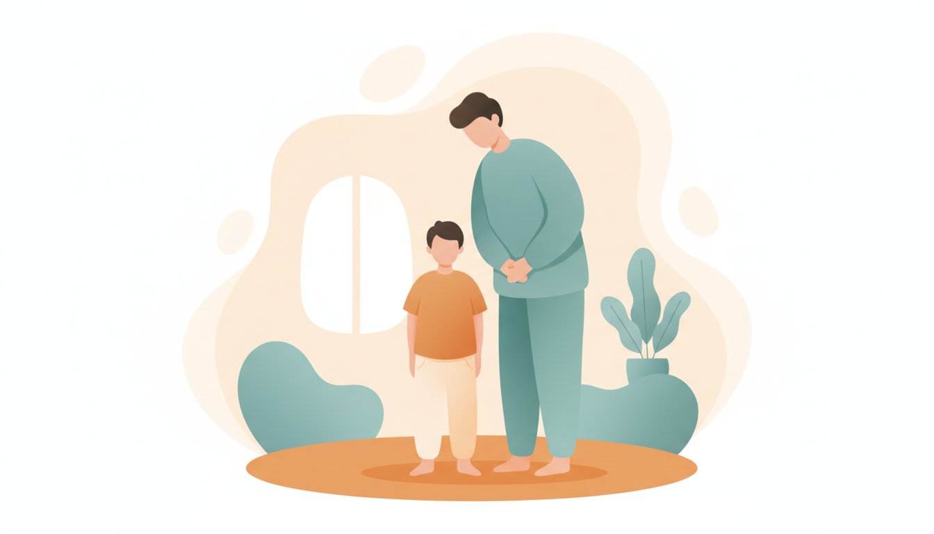 Parent observing child posture from behind