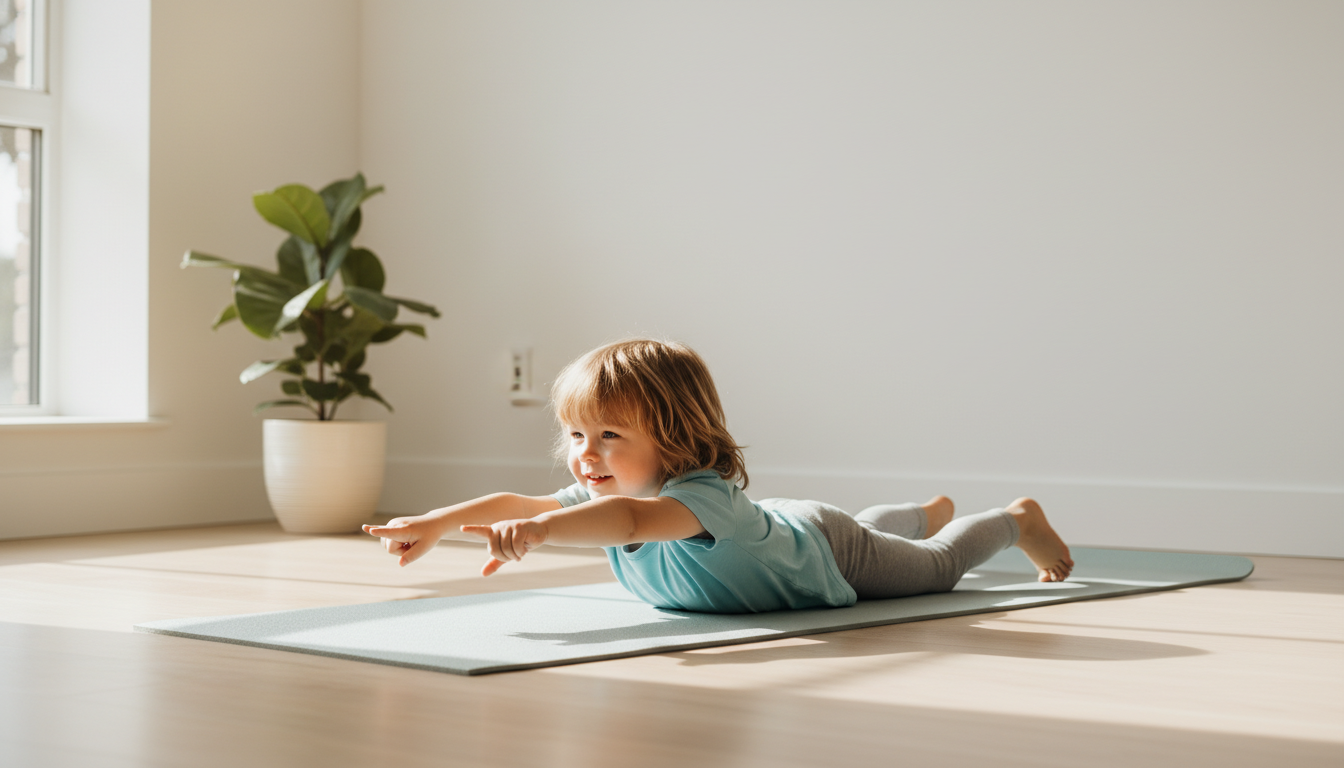 Child doing wall angel posture exercise