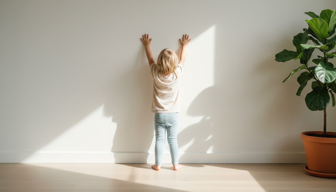 Child doing superman exercise on yoga mat