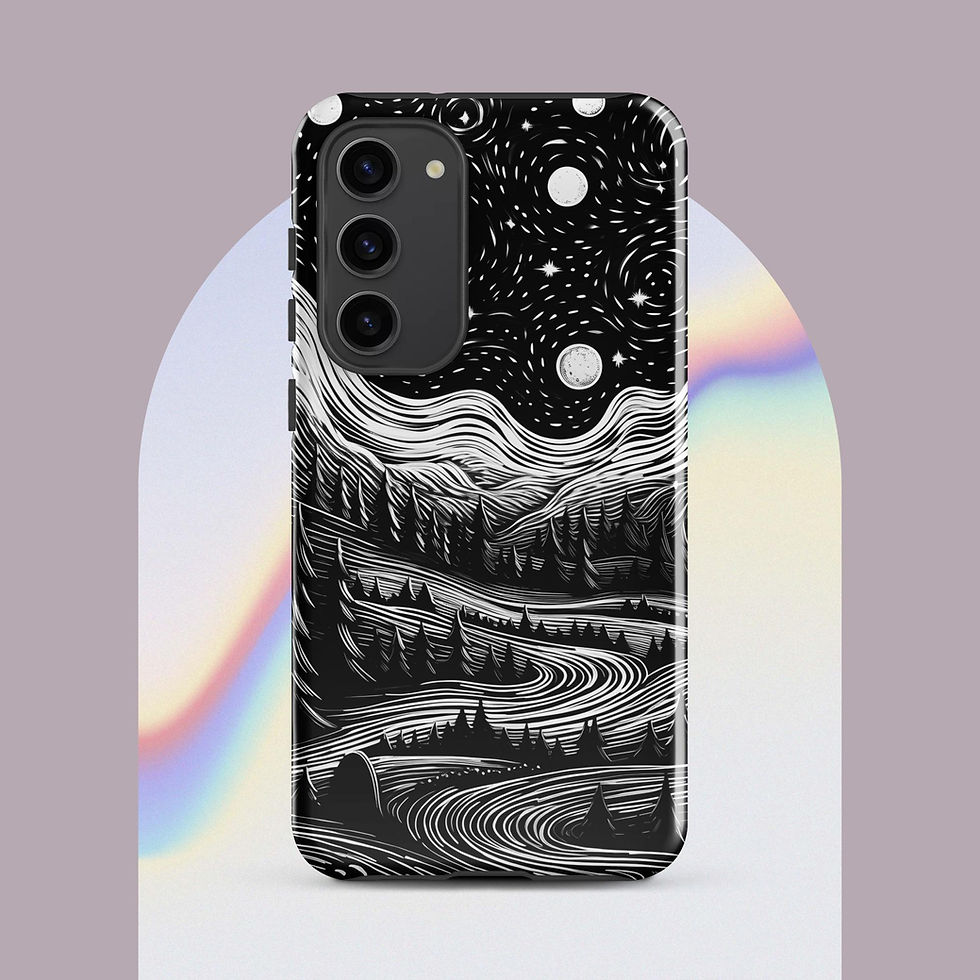 Thumbnail: Starry Night in Black and White Tough Phone Case for Samsung®