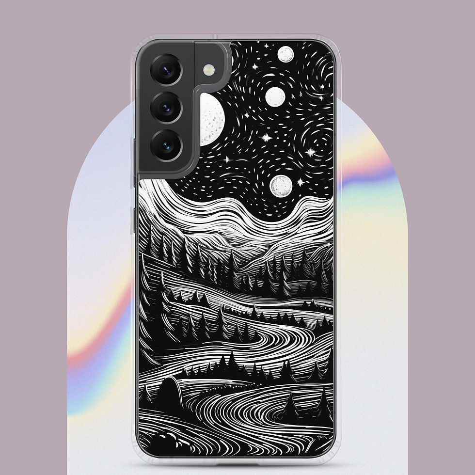Thumbnail: Starry night in black and white Clear Phone Case for Samsung®