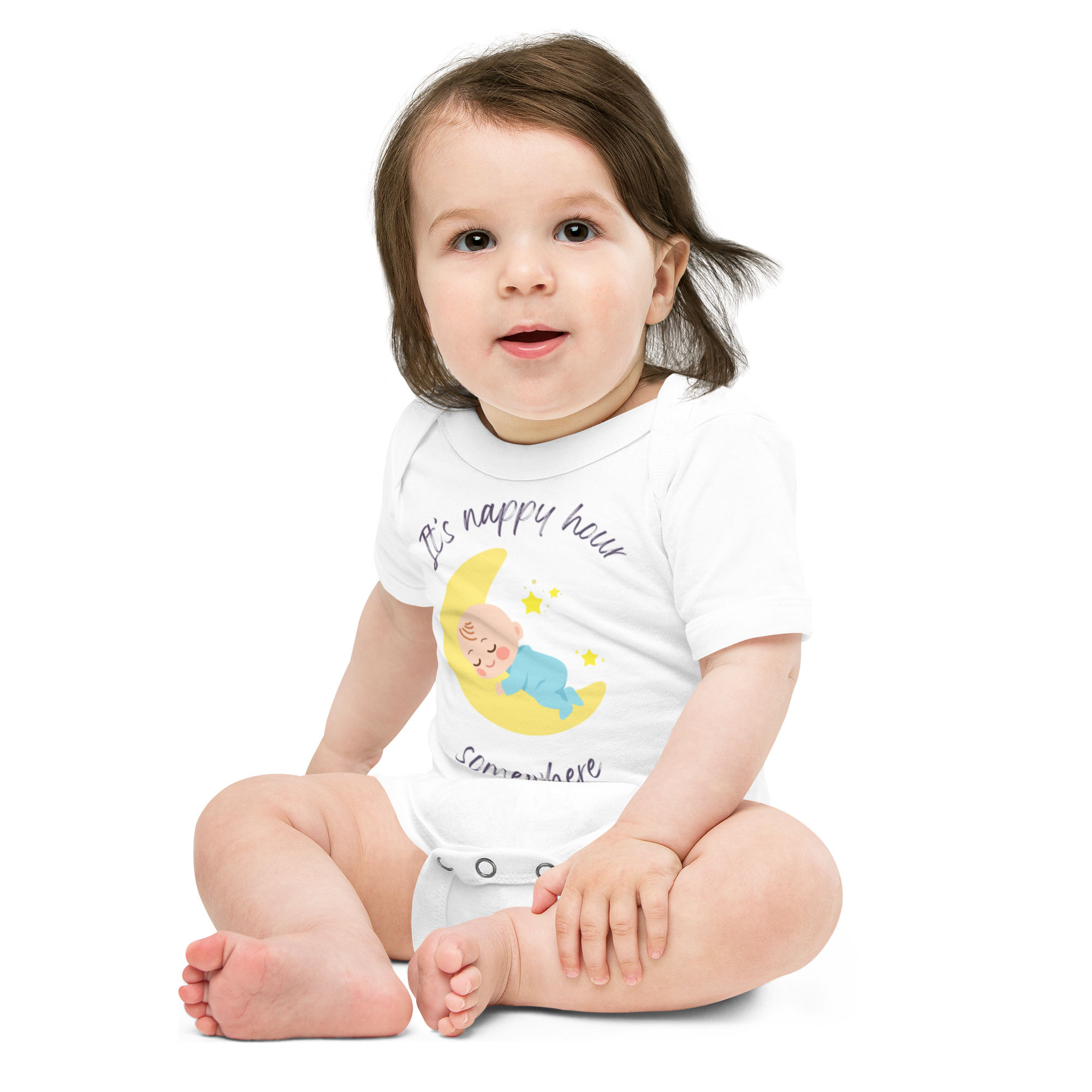It's nappy hour somewhere - Baby short sleeve one piece