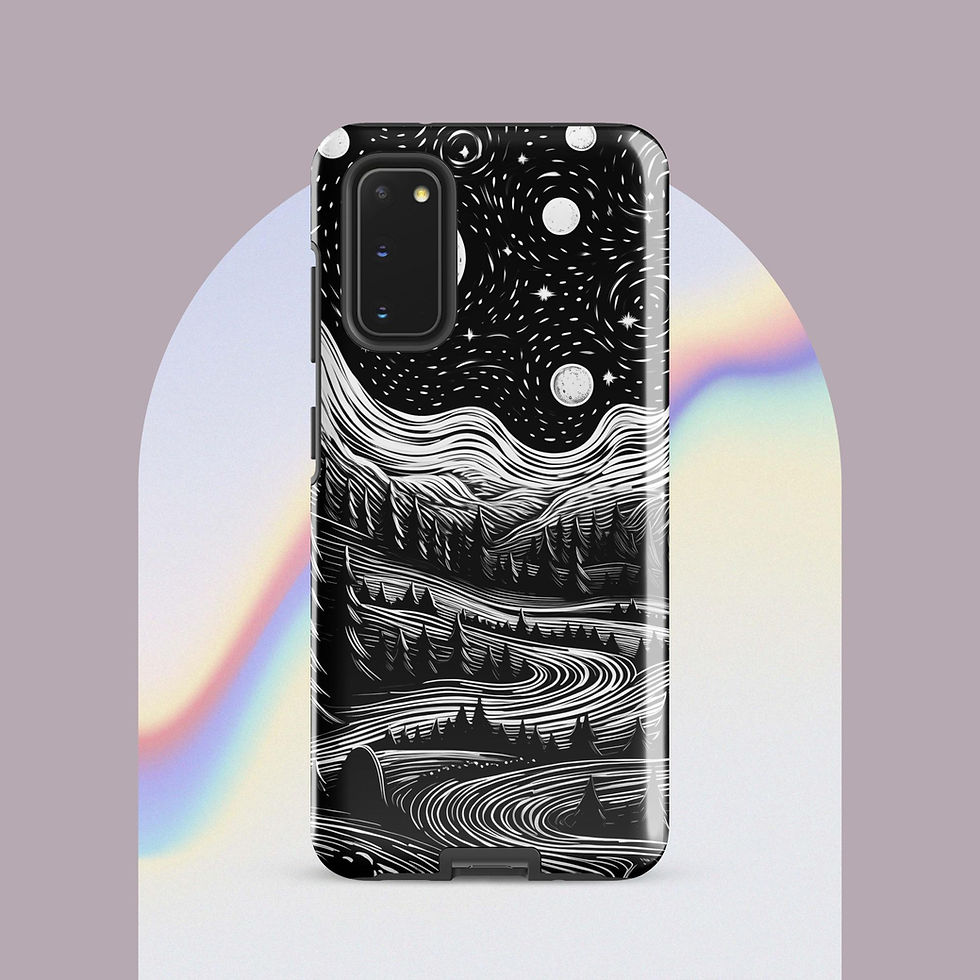 Thumbnail: Starry Night in Black and White Tough Phone Case for Samsung®