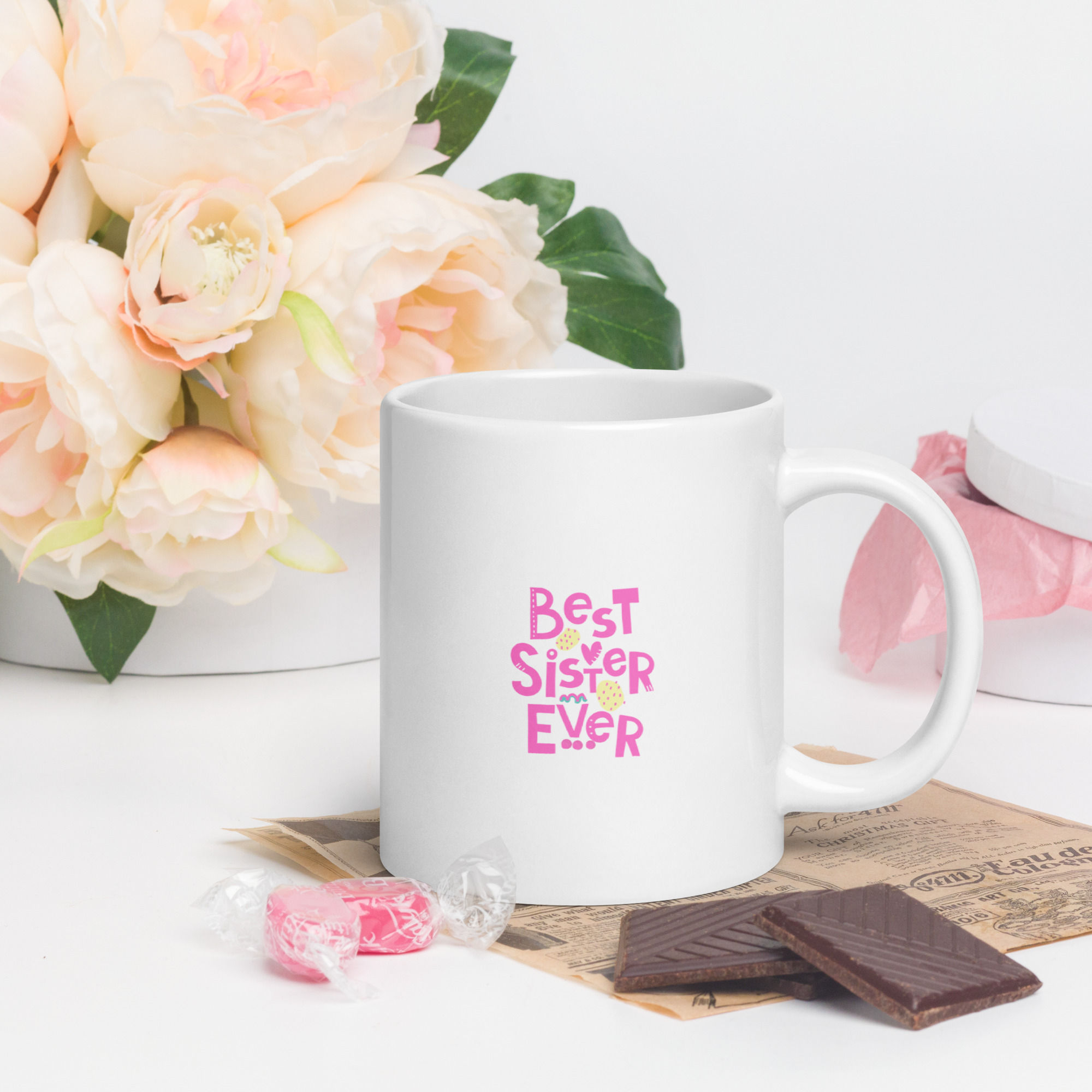 Best Sister Ever White glossy mug