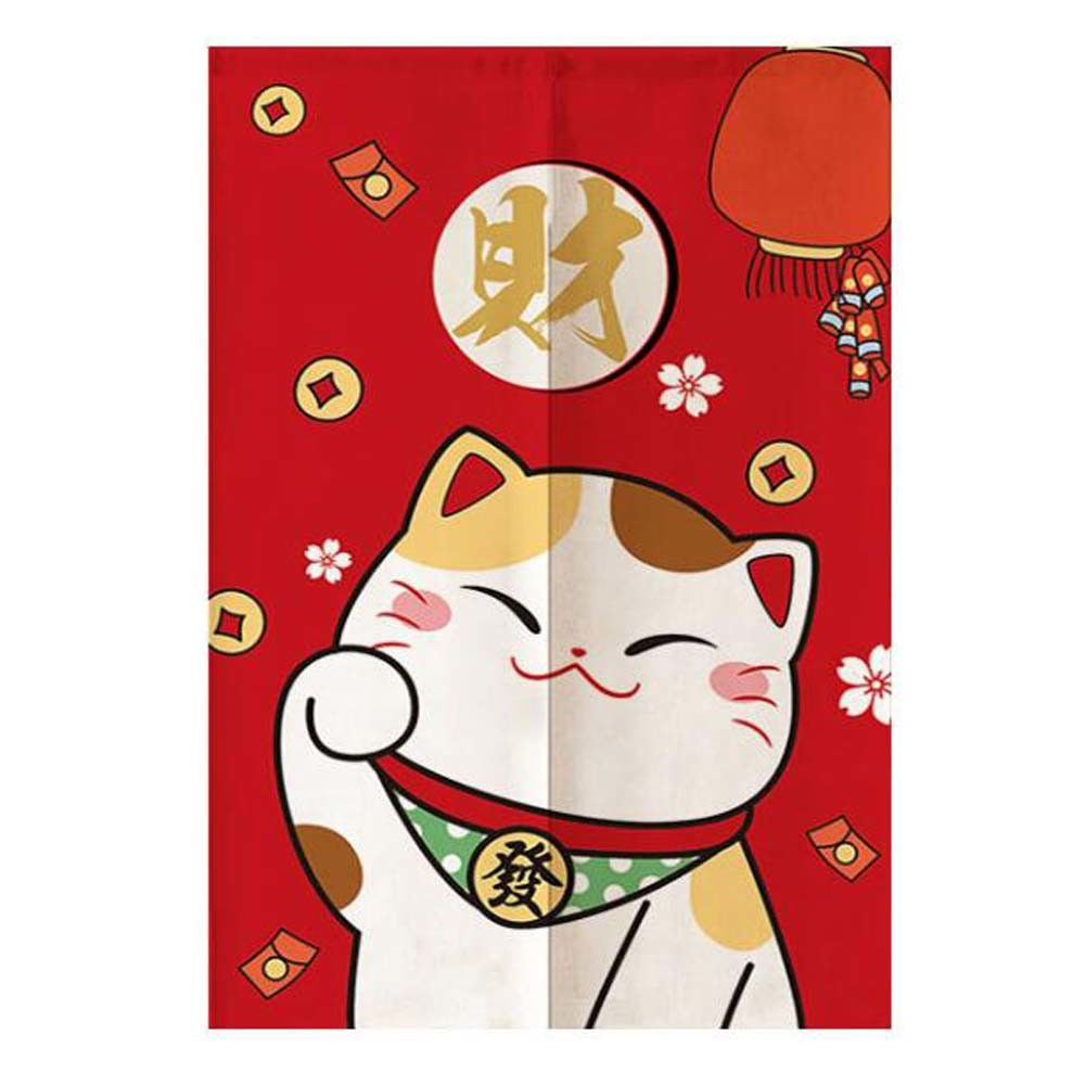 Japanese Style Door Curtain Fortune Cat Restaurant Half Curtain Kitchen Partitio