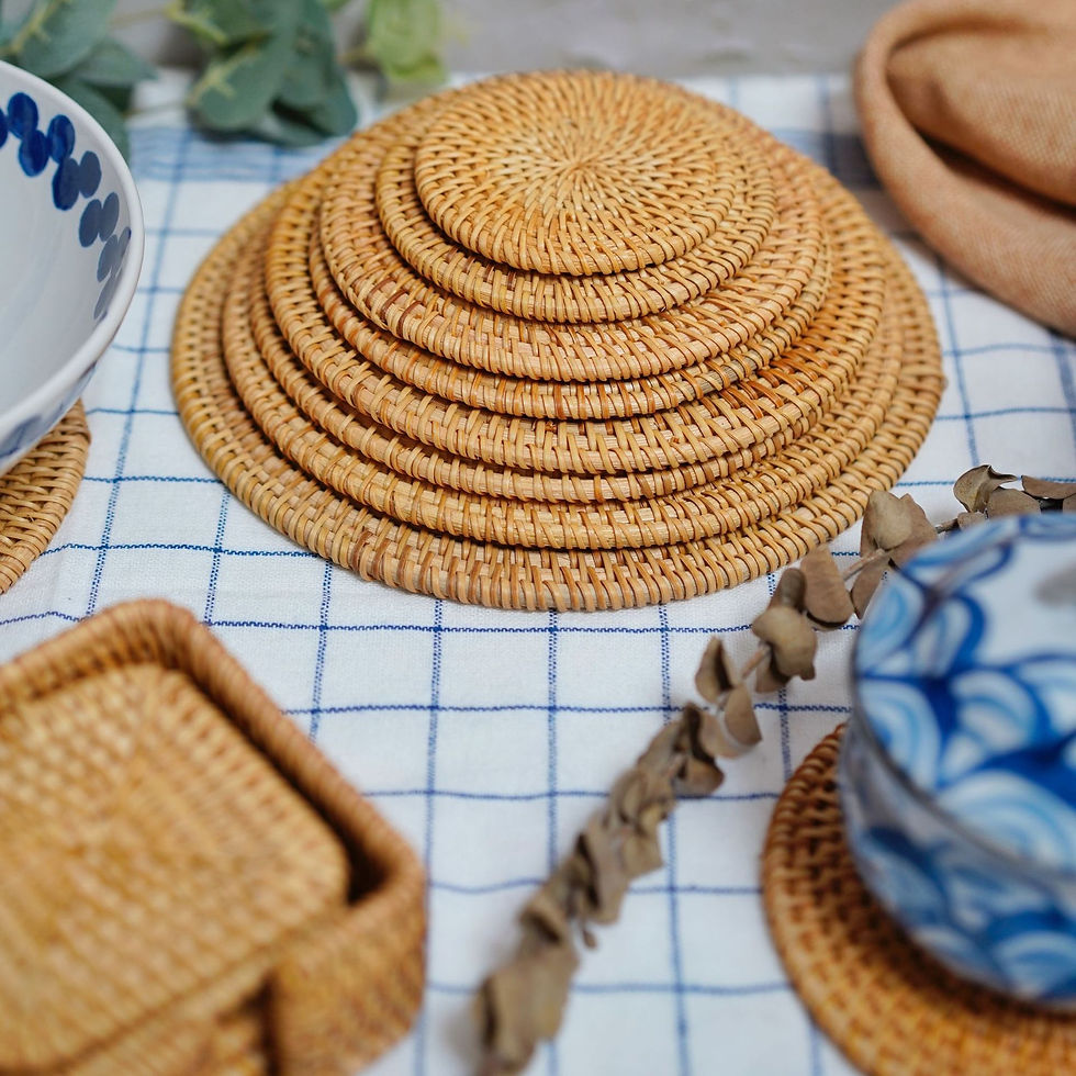 Vietnam Rattan Coasters Round Table Top