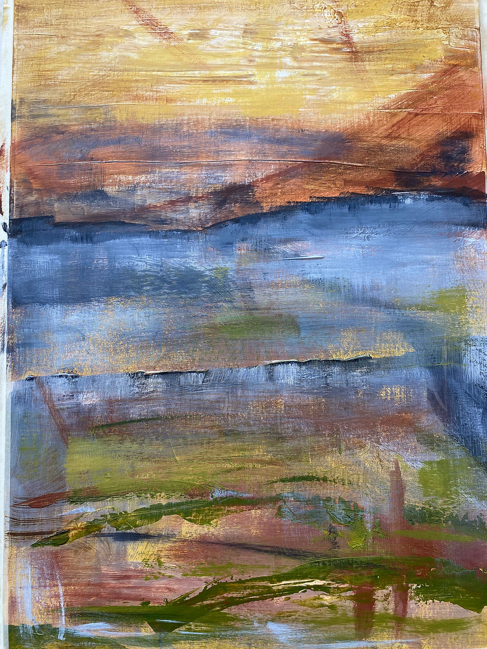 A mixed media Hampshire landscape painting
