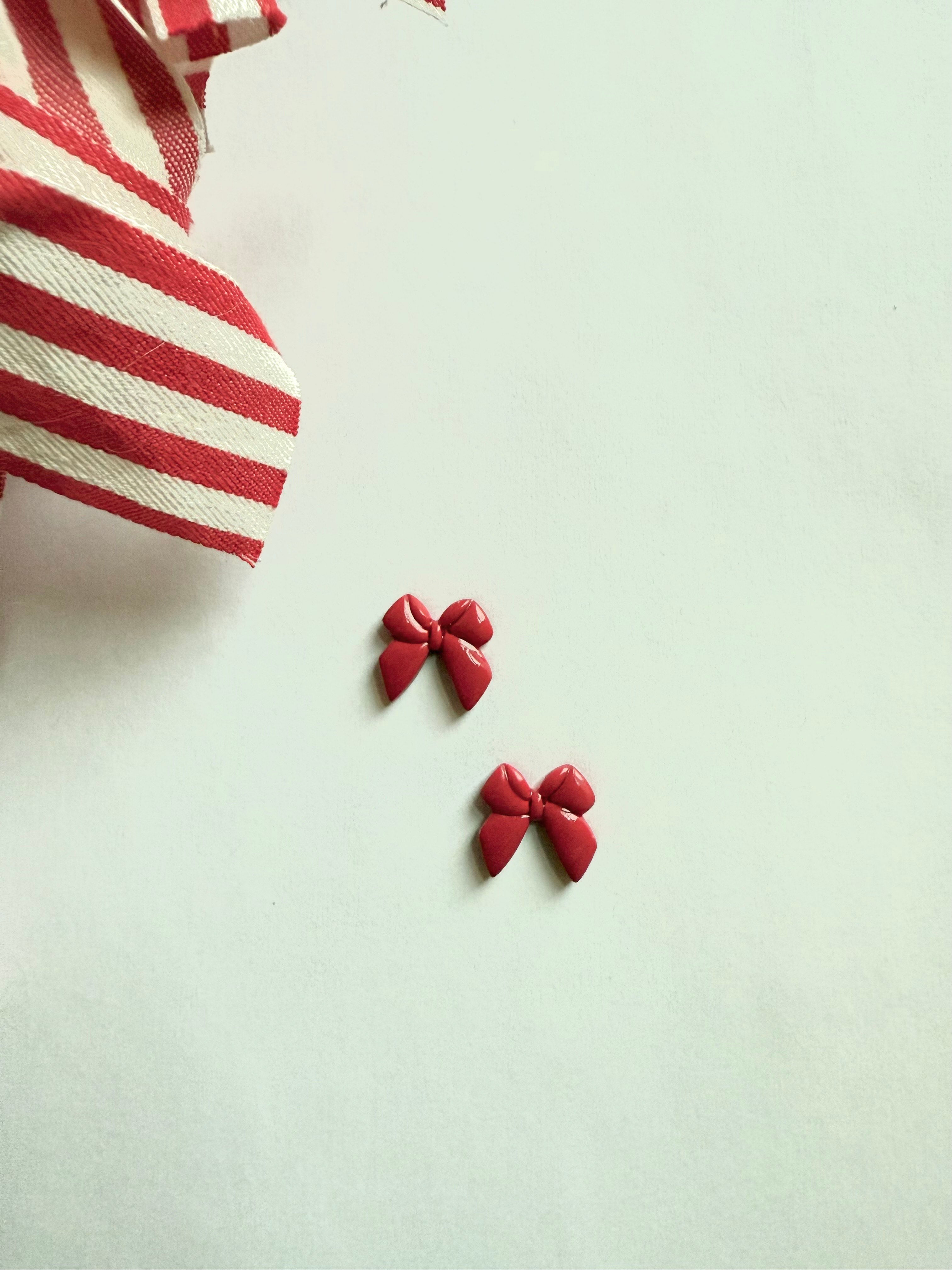 Glazed Red Bow Studs