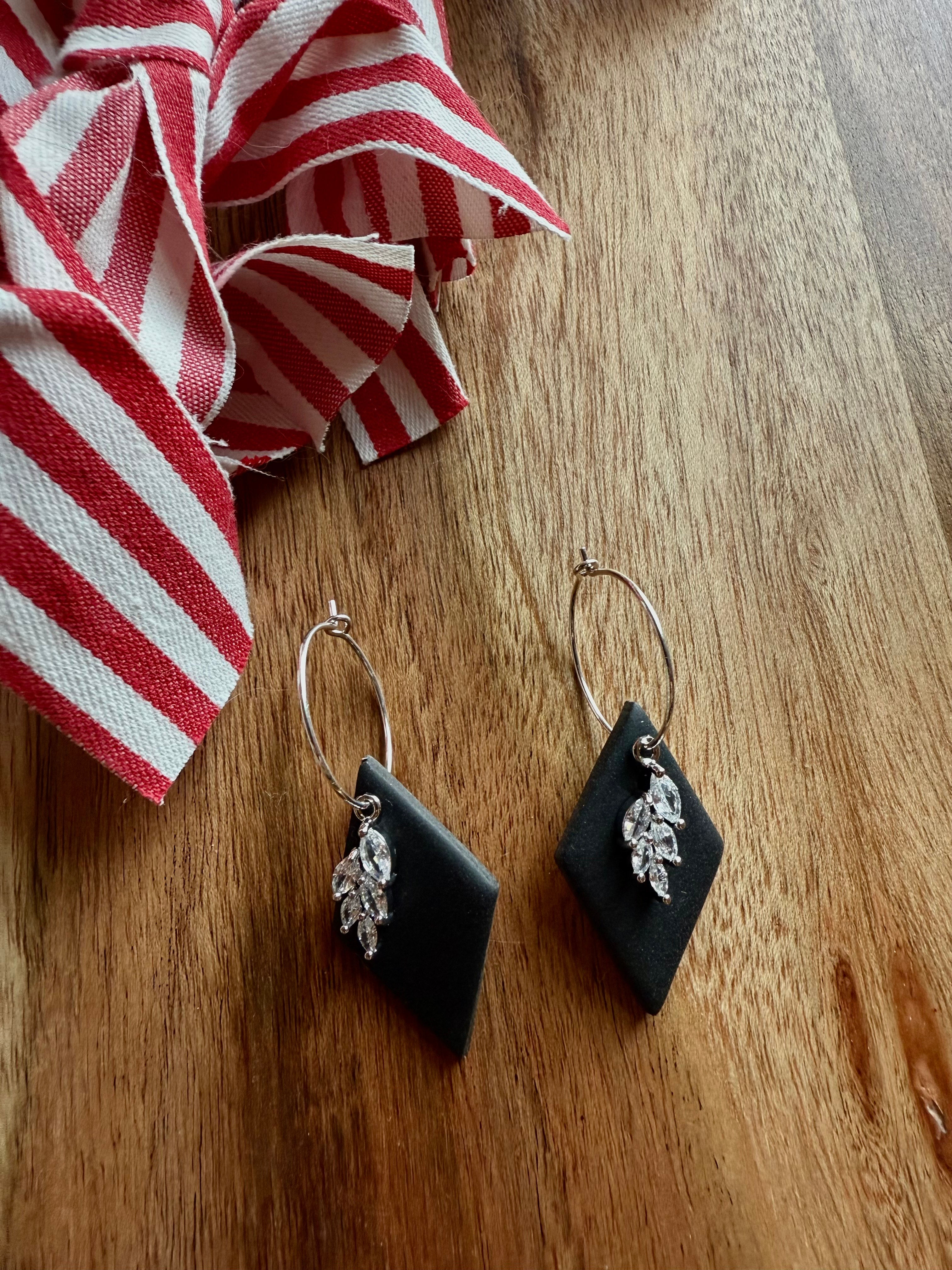 Sparkly Diamond Dangle Hoops