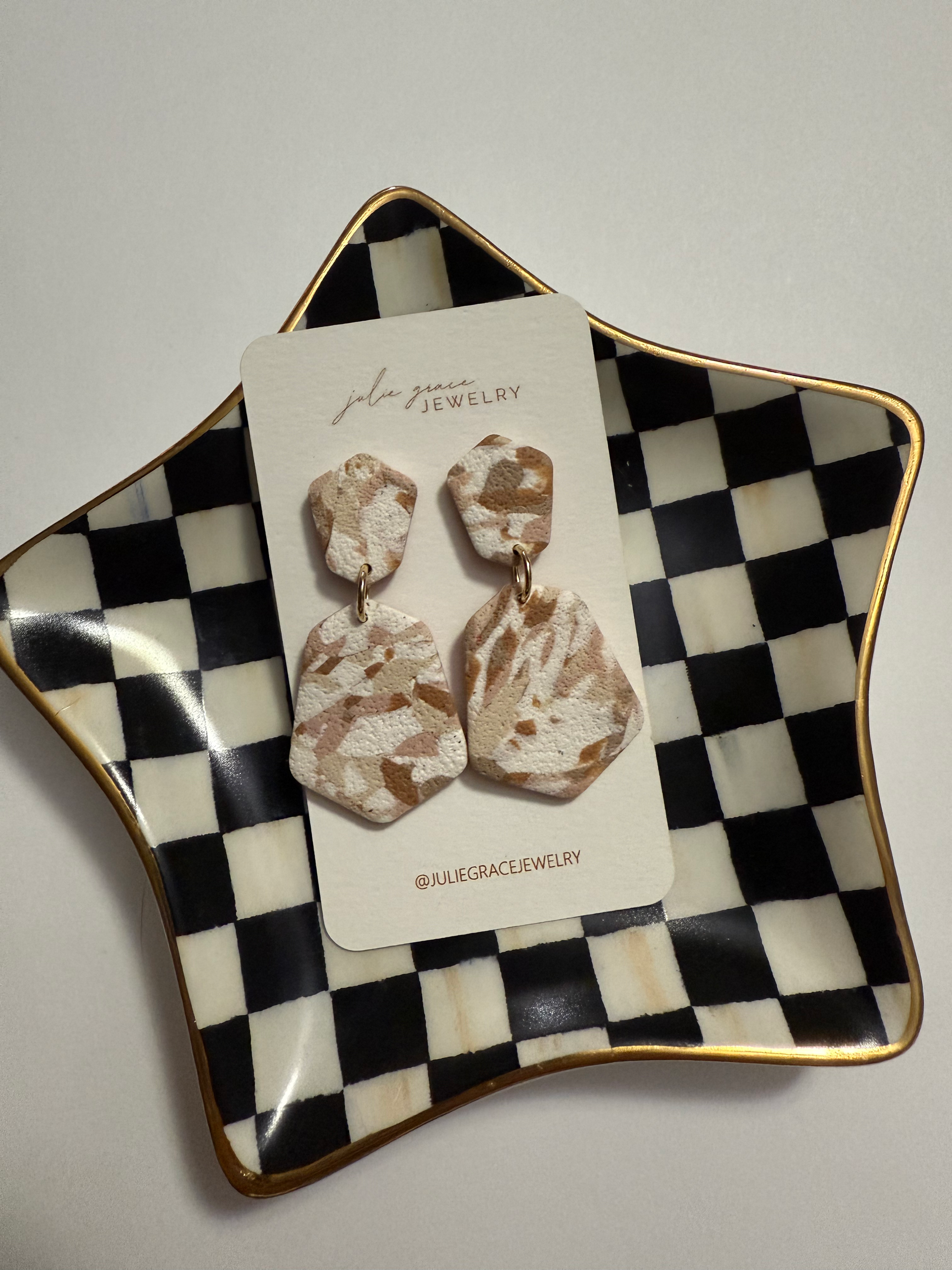 Beige Marbled Dangles