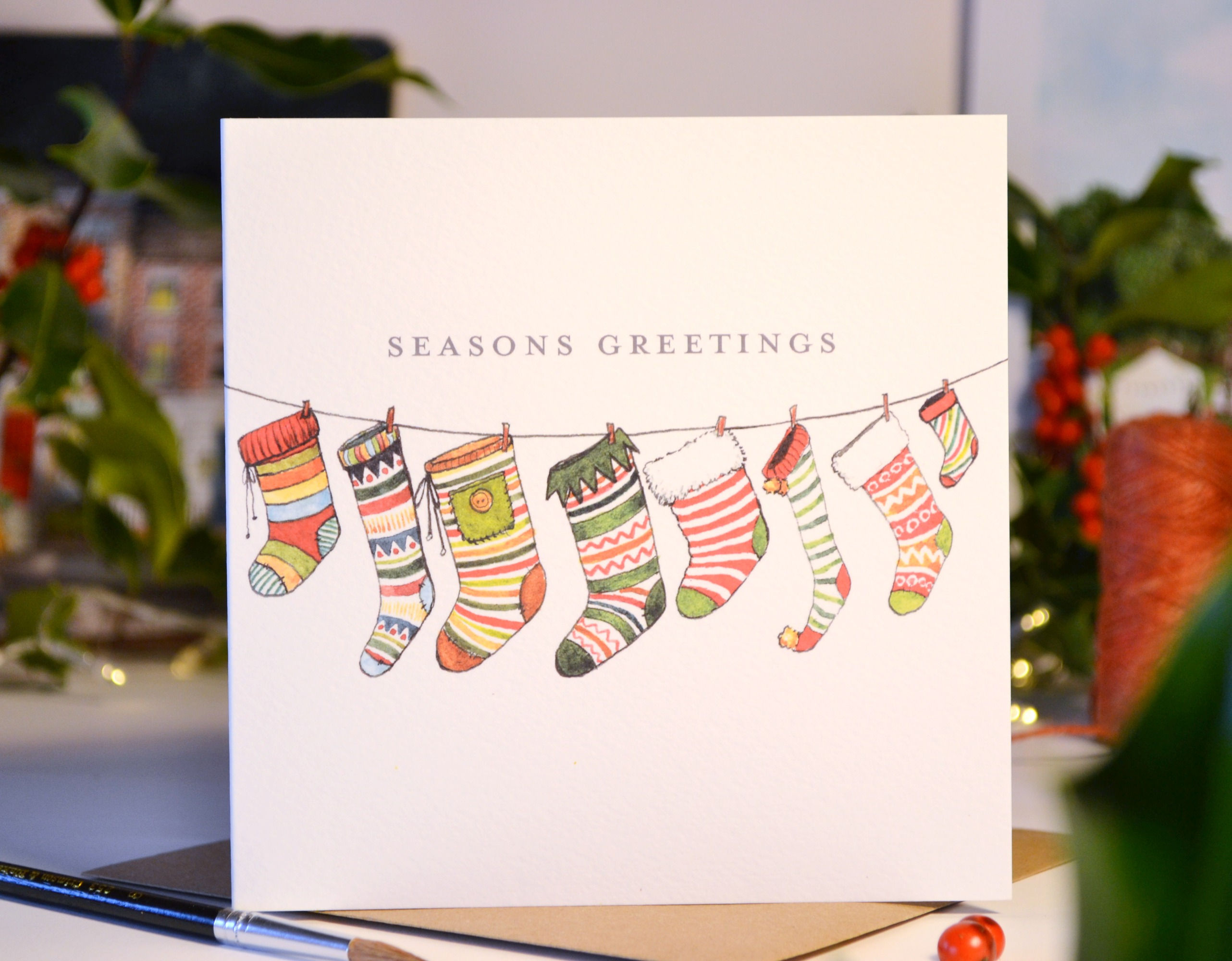 Christmas Stockings Greetings Card