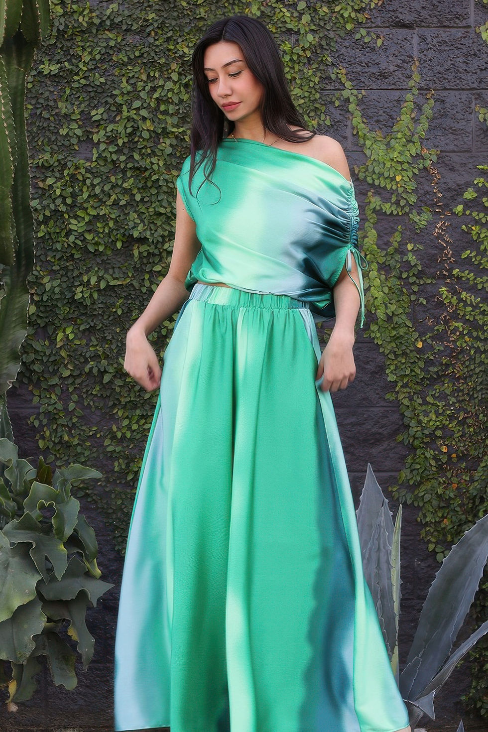 Thumbnail: Ombre Satin Extra Wide Legs Pants