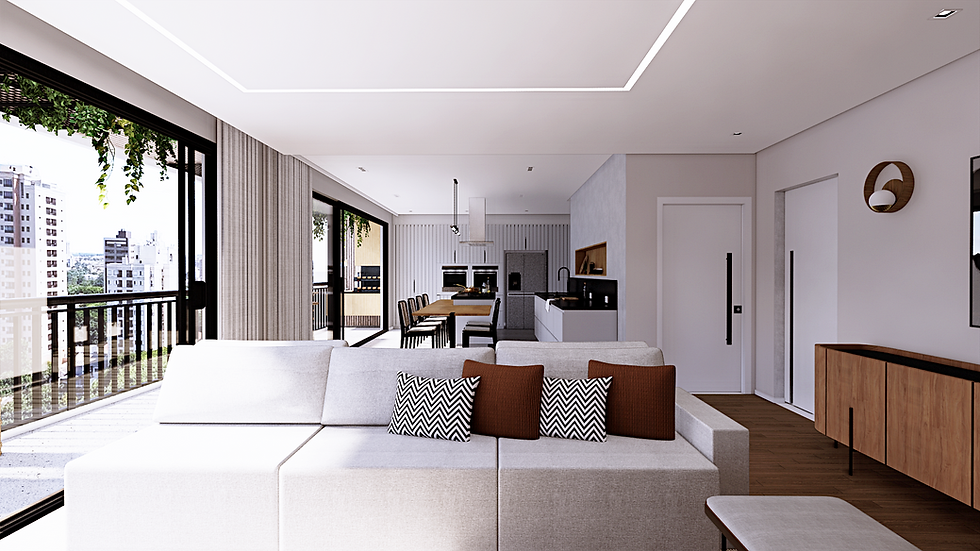 Apartamento com atmosfera calma e aconchegante diminuindo a carga cognitiva