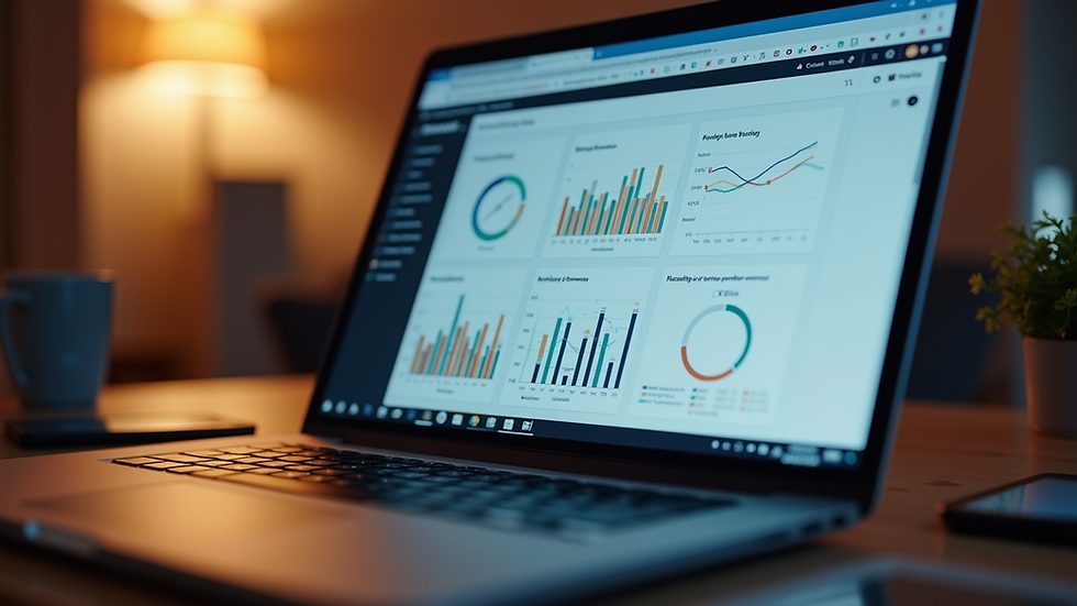 Eye-level view of a laptop displaying digital marketing analytics