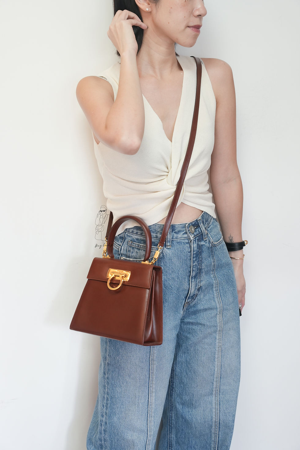 Thumbnail: Vintage Red-Brown Gancini 2-way bag