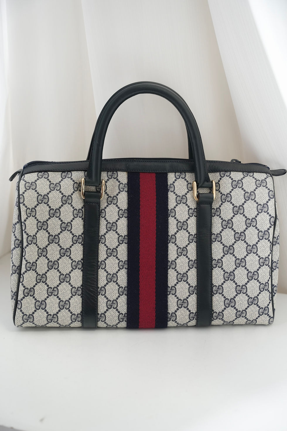 Thumbnail: Gucci Vintage Navy Monogram Boston Bag