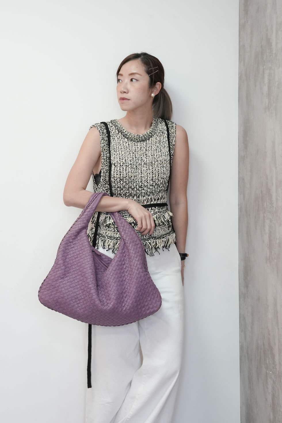 Thumbnail: B.V Medium Hobo Bag in Purple