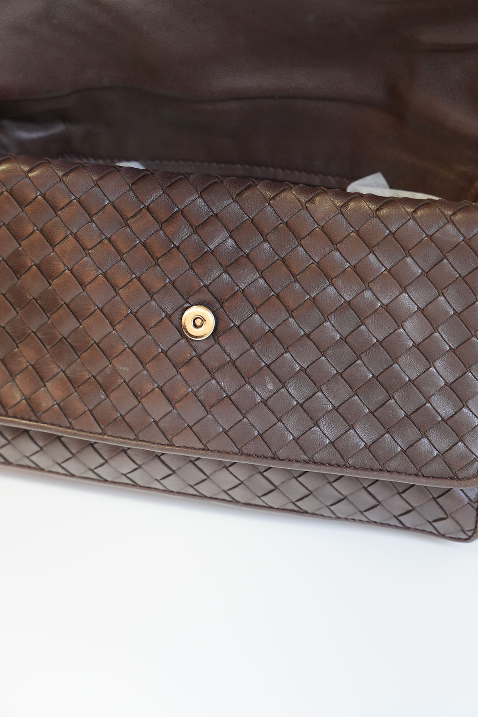 Thumbnail: B.V Intrecciato Double Flap Hobo Bag in Dark Brown