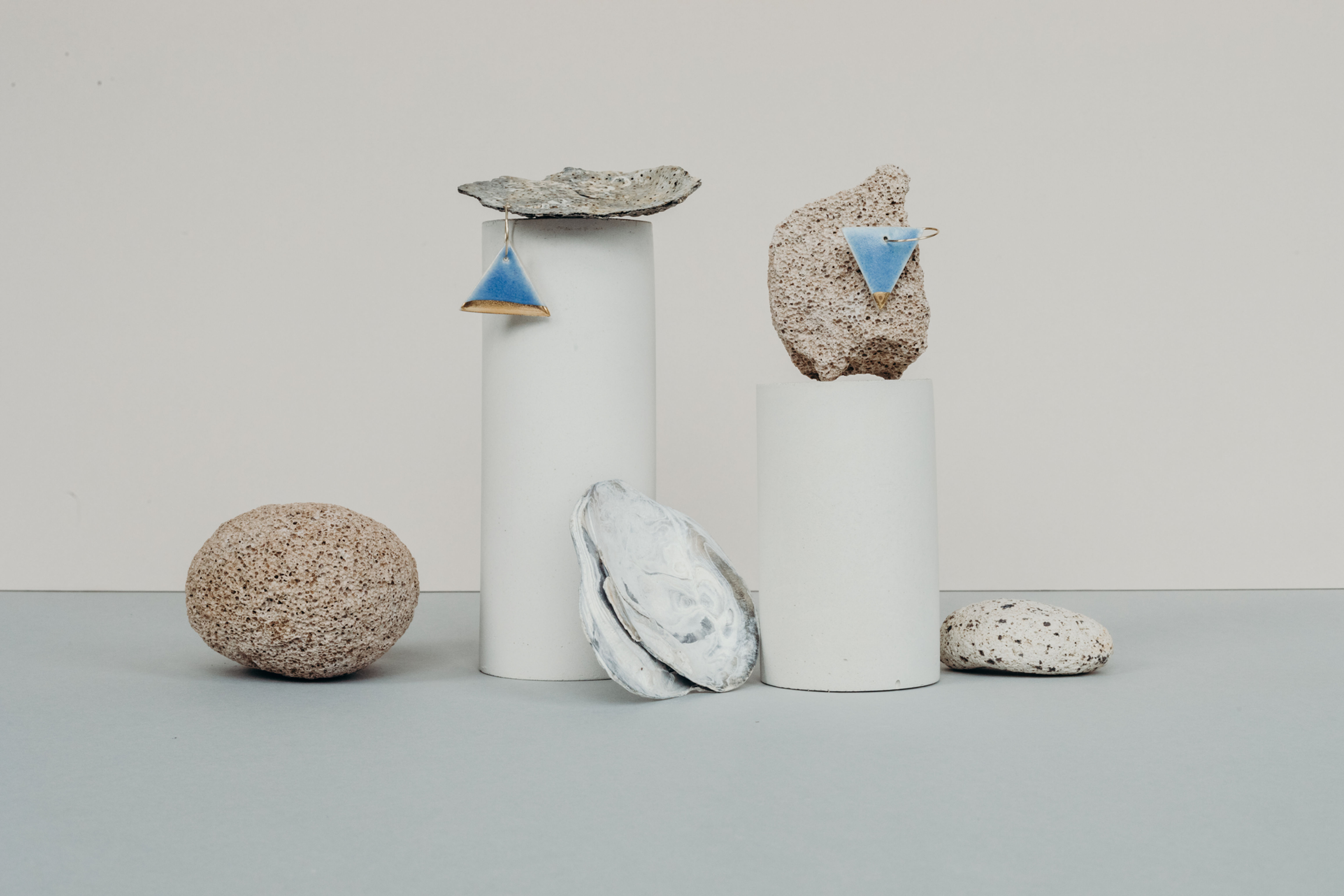 Blue A-symetrical Triangle Hoops