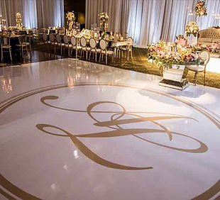 Custom-Decal-Vinyl-Dance-Floor-Wrap-with-Gold-Printed-Circular-Monogram-in-New-Jersey-NYC-