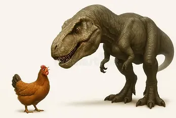 chicken-dinosaur-meeting-clean-background-389623785.webp
