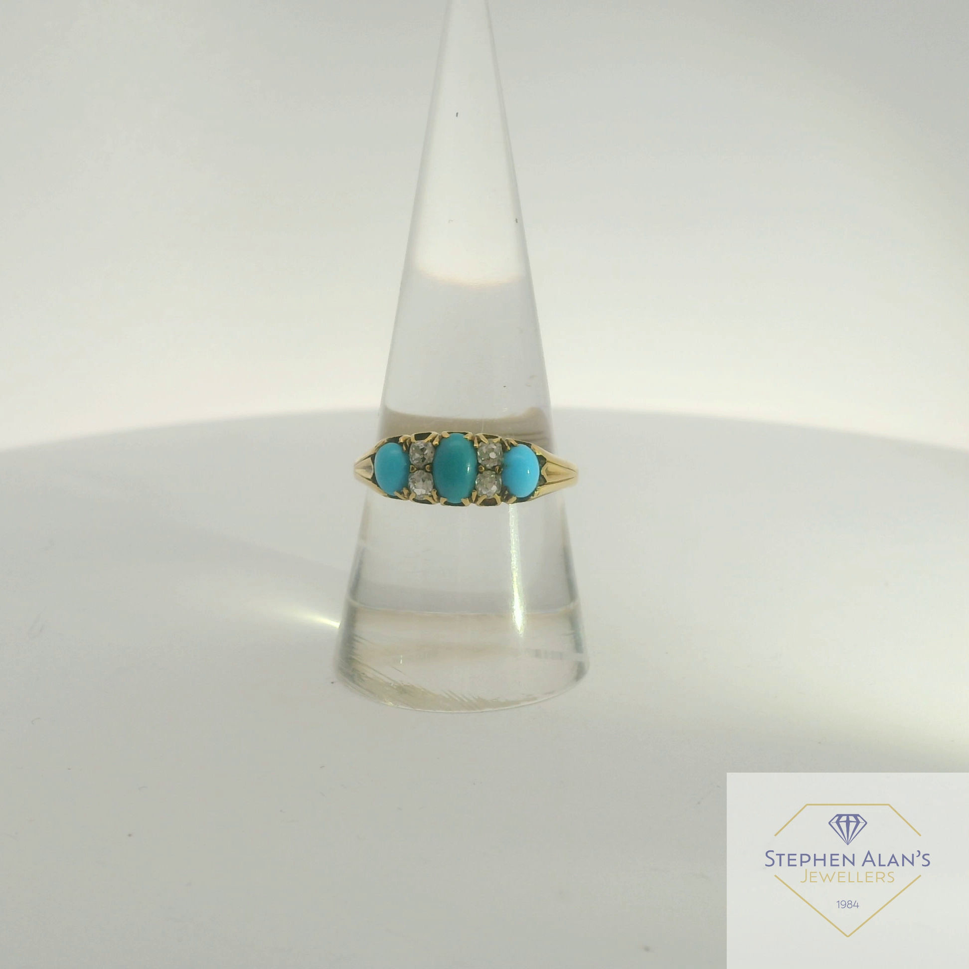 18ct diamond and turquoise dress ring