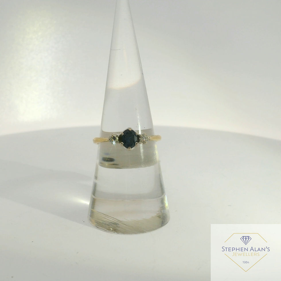 18ct diamond and sapphire three stone ring