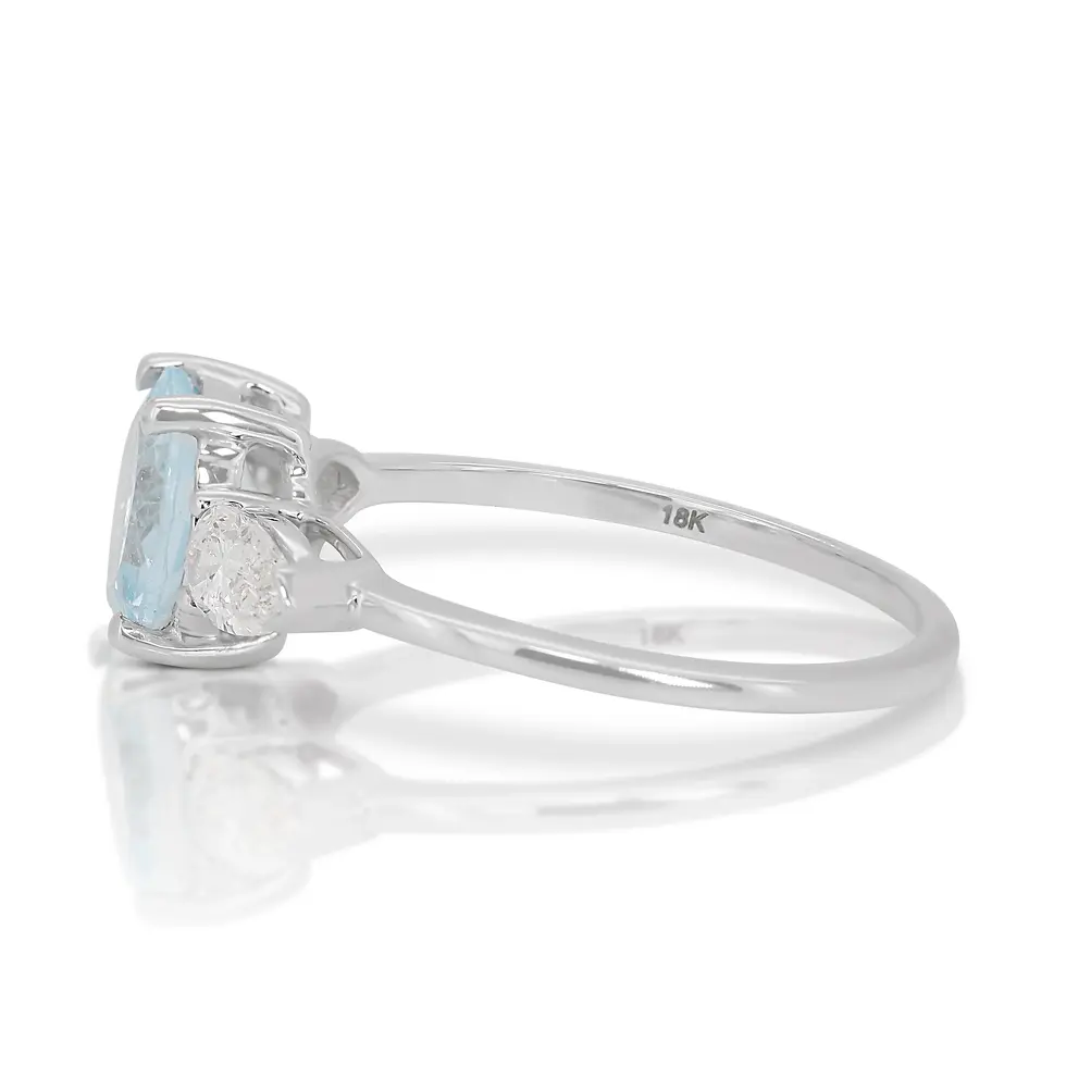 Thumbnail: Exquisite 18k White Gold Blue Topaz Pear Cut Ring