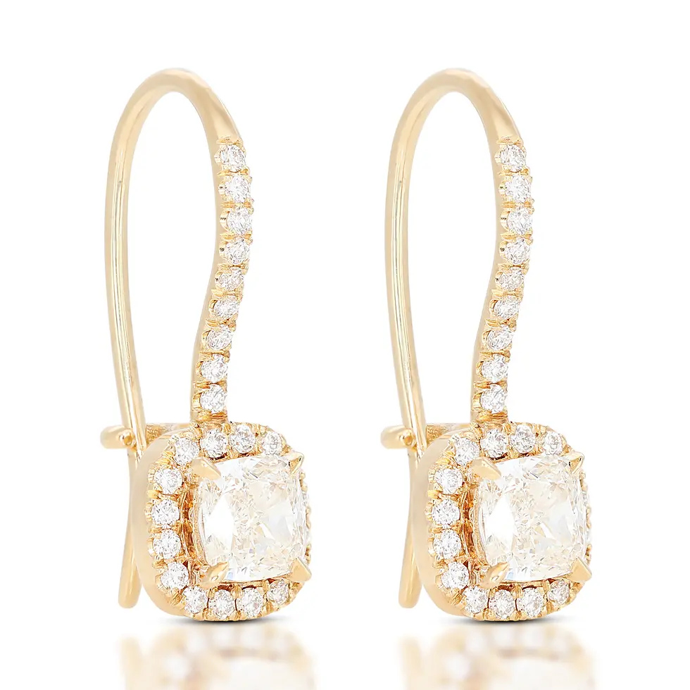Thumbnail: 1.03ct Cushion Diamond Earrings in 18K White Gold