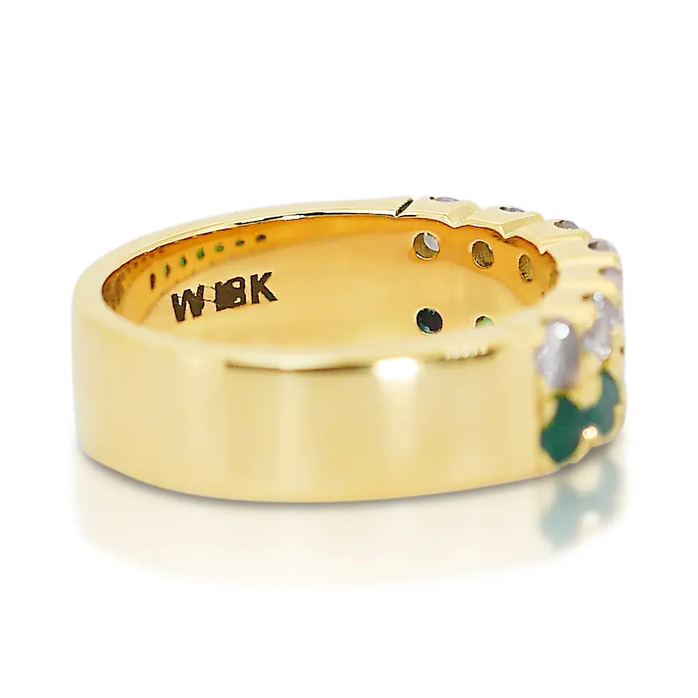 Thumbnail: Enchanting Emerald Cluster Round Emerald and Diamond Ring