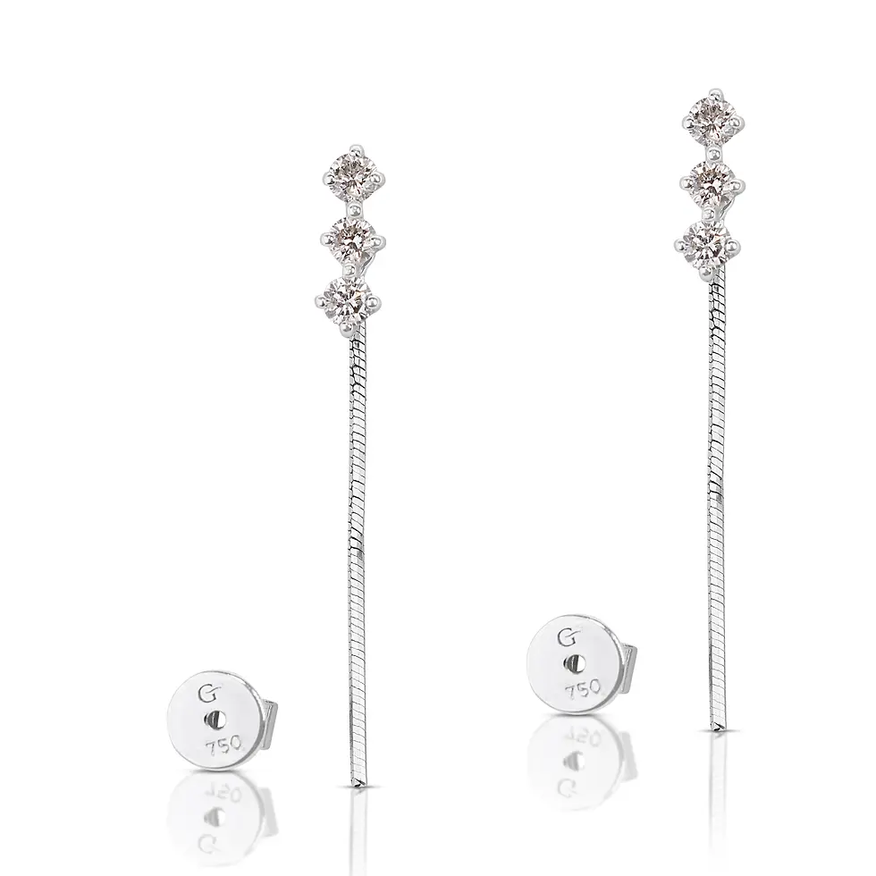 Thumbnail: Alluring 0.30ct Three Stone Diamond Stud Earrings in 18K White Gold